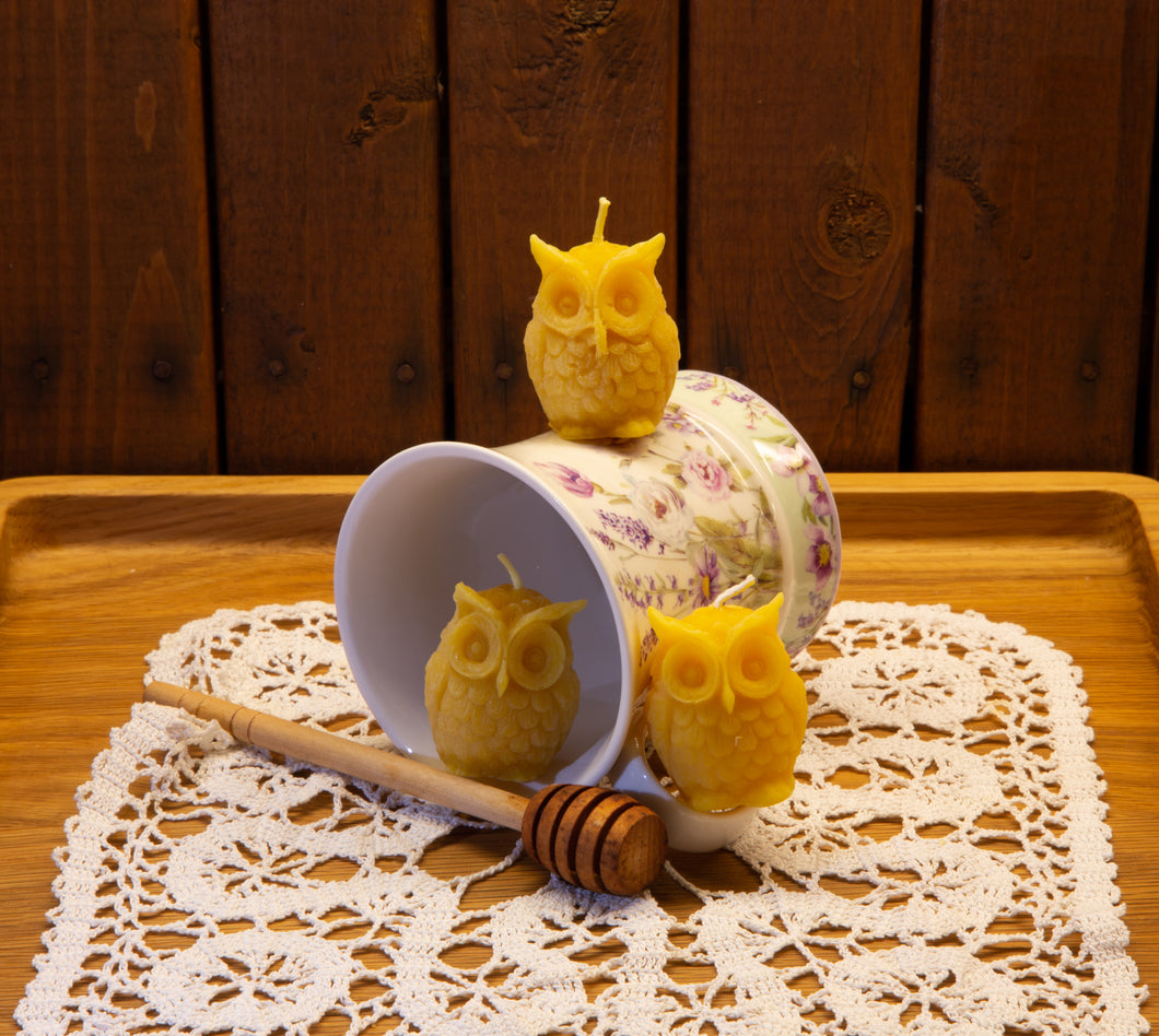 Owl Shaped Pure Beeswax Candles